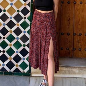 Zara High Waisted Floral Midi Skirt